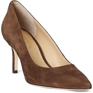 Lauren Ralph Lauren Women's Kidsuede Pointed Toe Lanette Pumps, Brown Size 7M